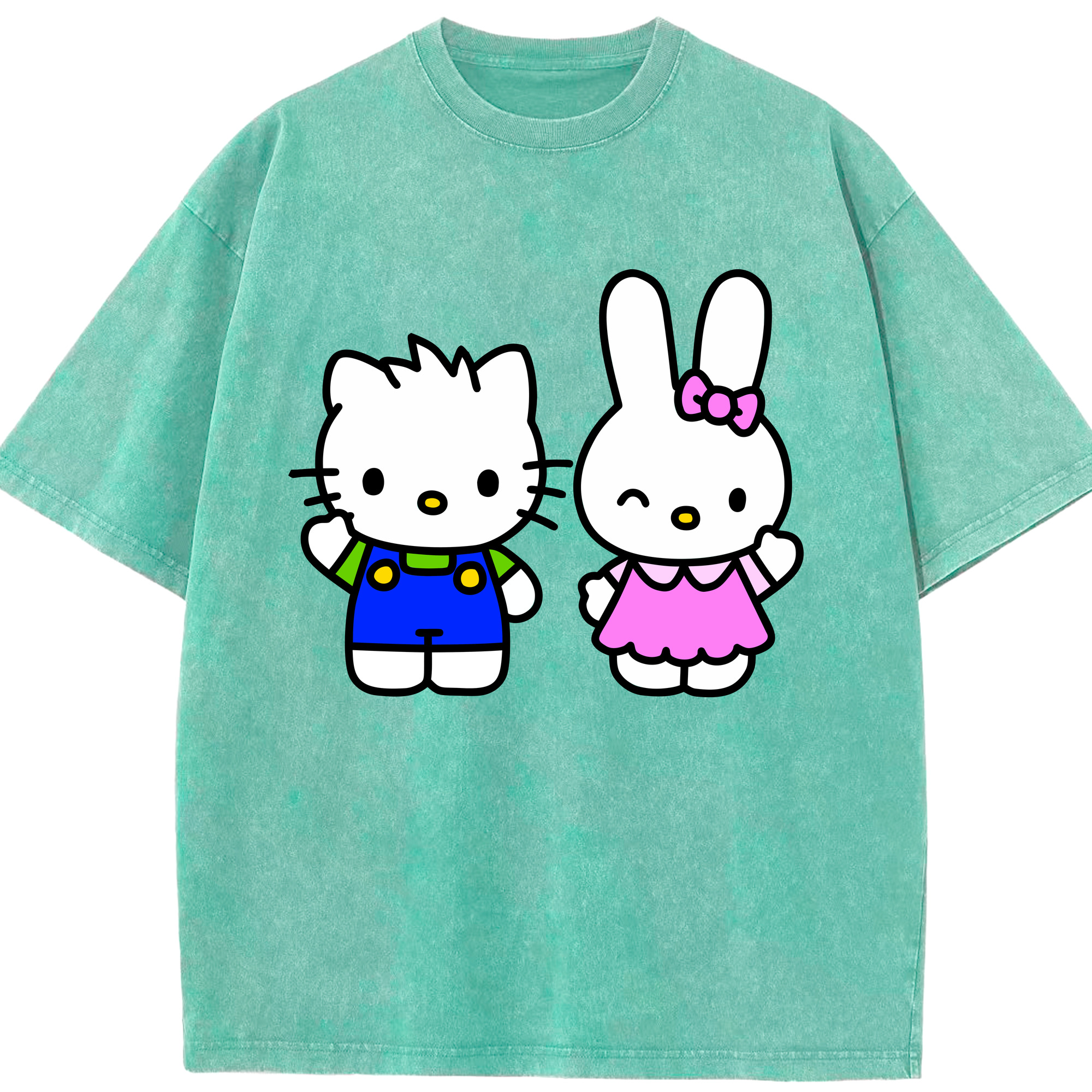 （画像用） Hello Kitty ハローキティ 綿100% ヴィンテージ風 半袖Tシャツ（フロントプリント）